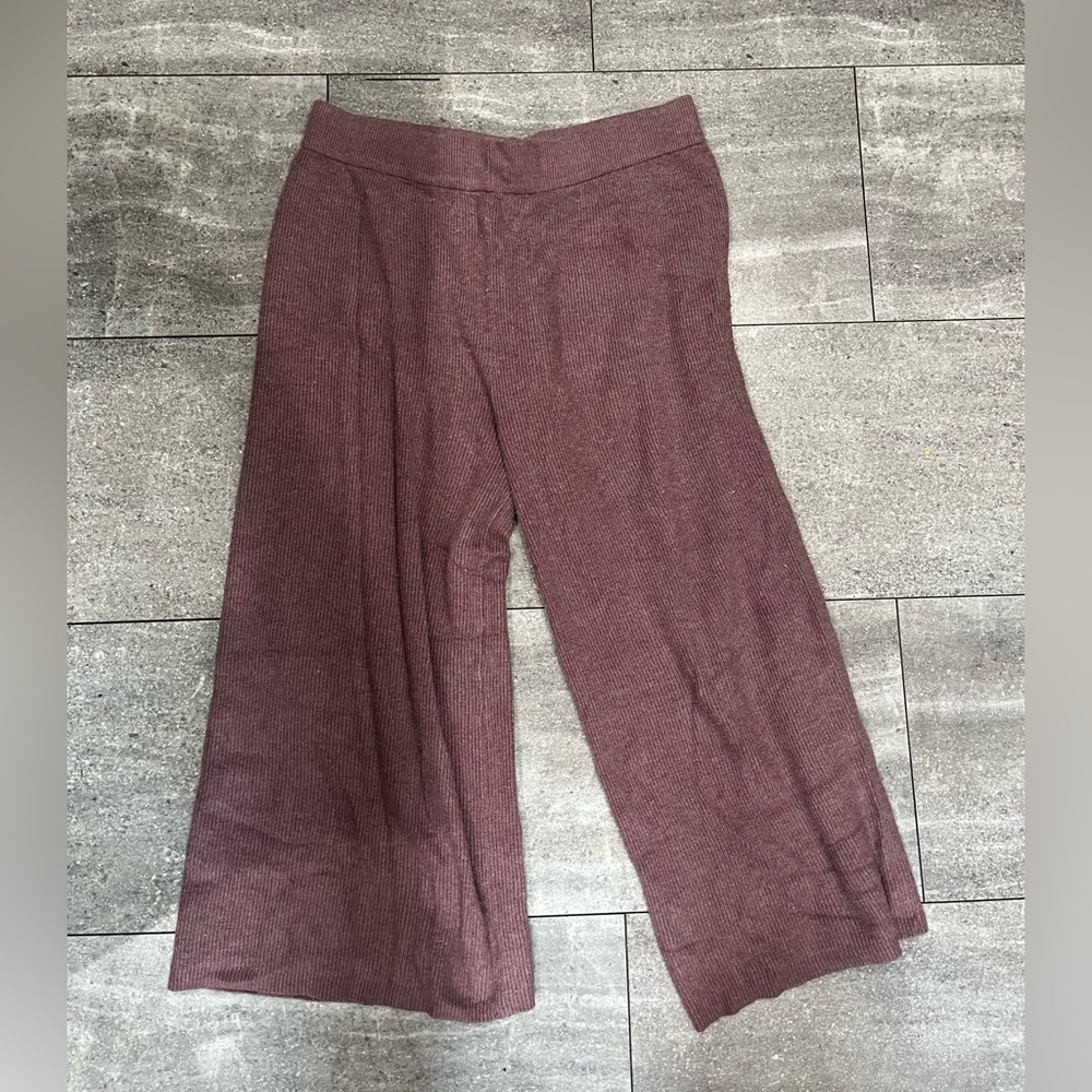a new day Ribbed Knit Wide Leg Sweater Pants in Mauve